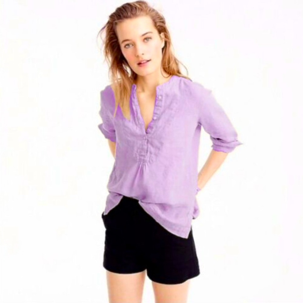 J Crew Popover Top Baird McNutt Irish Linen